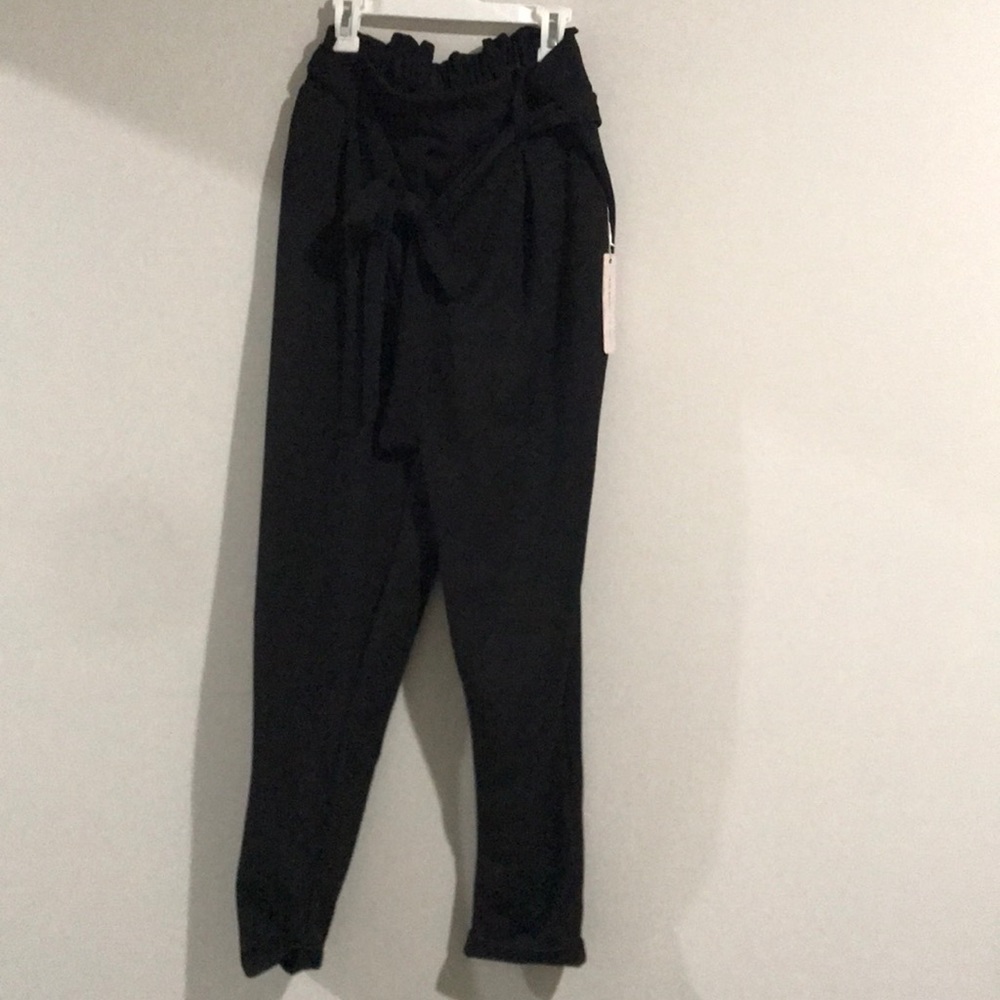 Iris iris basic black pants with ribbon in front